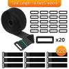2In x 16Ft Cable Straps with 20 Buckles, Heavy Duty Fastening Cable Ties, Cut-to-Length, Hook and Loop Securing Straps for Organizer or Storage, Black view 4