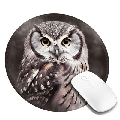 Owl Round Mouse Pad 8 Inch, Comfort Gaming Mousepad, Stitched Edge Non-Slip Rubber Base, Waterproof Computer Mousemat Washable Laptop Mousepads for Home Office