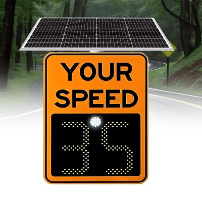 DUXMM 20"x27"/24"x35" Solar Powered Radar Speed Sign,Rust Proof Aluminum Radar Speed Detector with Accessories,for Roadway Safety, with Accessories Orange-20 x27