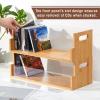 CroBlissful 2 Set Wooden Cd Storage Box Display Holder Shelf Bamboo&acrylic Visible Racks with Carrying Handles, Cassette Tape Organizer Shelf for Movie Case, Store up to 60 Pcs Cds view 3