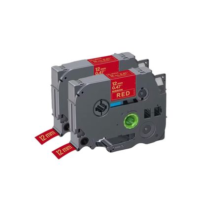 12mm Satin Ribbon RG34 RN34 RC34 RN31 R334 Compatible with Brother TZe Replacement Laminated with PT-D220/D210/H110/D200/D400/1280/D610BT & 100+ P-Touch Models (2,Gold on Red)