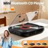 Portable Bluetooth-Compatible CD Player, 2025 New CD Player with Hi-Fi Sound, Wireless & Wired Playback, Rechargeable Small CD Players for Travel, Home, Car (White) view 2