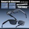 ZXQ Smart AI Camera Sunglasses, Black Frame with Dark Lenses, Digital Recording Eyewear for Photos and Videos,with Microphone for Realtime Translation,Call,Voice Assistant,Open Ear (Black+Dark lens) view 2