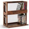 Jetec 2 Set Metal & Wooden DVD Storage Box Movie Holder Shelf Tape Display Racks with Carrying Handles, Organizer Shelf for Video Game Cases, CDs, Each Set Can Store Up to 26 Pcs DVDs view 1