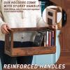 Jetec 2 Set Metal & Wooden DVD Storage Box Movie Holder Shelf Tape Display Racks with Carrying Handles, Organizer Shelf for Video Game Cases, CDs, Each Set Can Store Up to 26 Pcs DVDs view 4