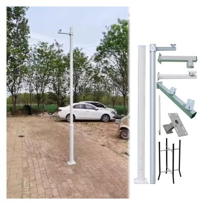 HAIXHX Roadsides Surveillance Camera Post, Metal Segmented Security Camera Mount Pole Bracket, for School Backyard Porch Patio Walkway Highway(2 Sections 8.2ft/2.5m)