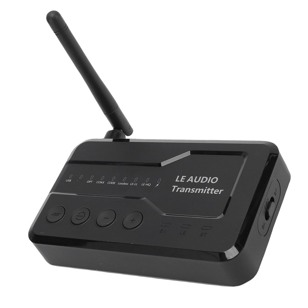 Bewinner Broadcast Audio Transmitter, BT 5.3 Transmitter Receiver for TV with Dual Link AptX, 80m, Optical AUX COAXIAL Inputs for Home Stereo