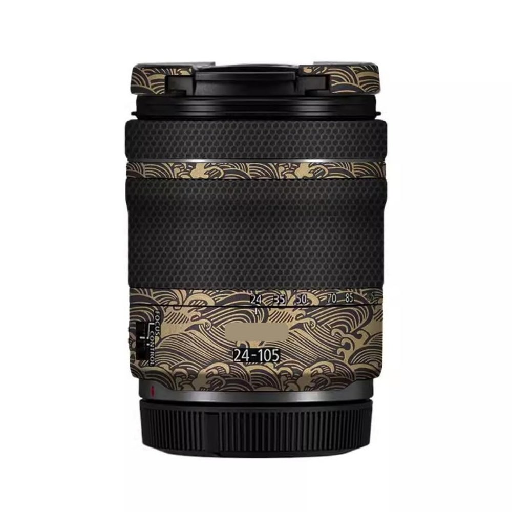24-105 4-7.1 Anti-Scratch Camera Lens Sticker for Canon RF 24-105mm F4-7.1 STM Wrap Protective Film Protector Skin Cover(Wave Gold)
