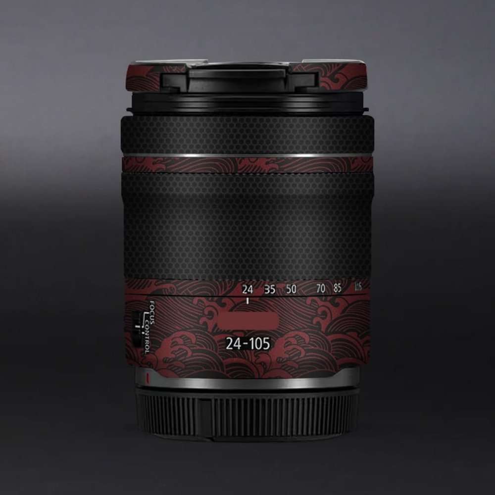 24-105 4-7.1 Anti-Scratch Camera Lens Sticker for Canon RF 24-105mm F4-7.1 STM Wrap Protective Film Protector Skin Cover(Wave Red)