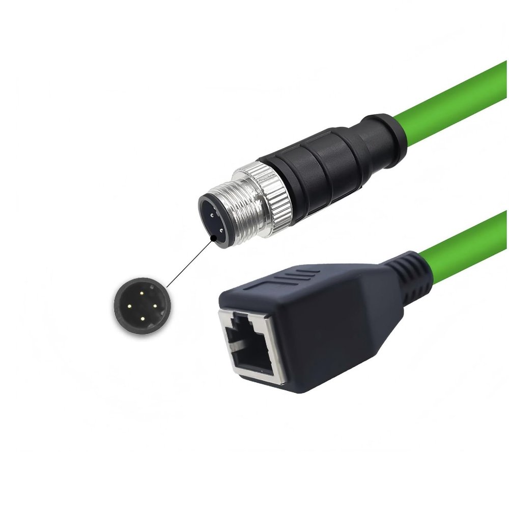98.4Ft M12 4Pin Male D Code to RJ45 Female Cat5e Ethernet Cable,PVC Shielded Industrial Cable Assembly,4A,250V,AWG24,for Industrial Camera & Automation Systems(30M)