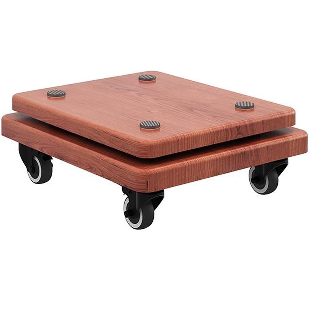 2 Tier Subwoofer Isolation Stand for Floor with Wheels,Wood Speaker Isolation Feet Platform for Home Theater Studio(Teak,40x45cm)