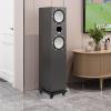 2 Tier Subwoofer Isolation Stand for Floor with Wheels,Wood Speaker Isolation Feet Platform for Home Theater Studio(Teak,40x45cm) view 2