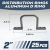 25 Pcs 2 Inch Distribution Rings Aluminum D Ring for Sorting Out Electric Cables, Cable Management, for Commercial and Residential Use, Silver, with A Pair of Gloves view 2