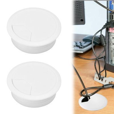 2PCS Desk Cable Hole White Desk Grommet 60mm Inner Diameter Plastic Cable Desks Cables Grommet Cord Grommets Cables Tidies for Home and Office Table Surface Port Hole Covers