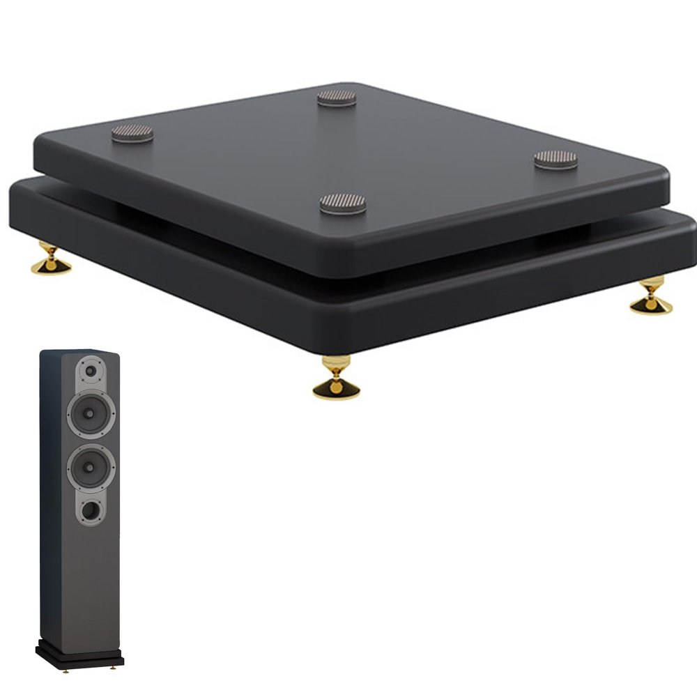 2Tier Subwoofer Isolation Stand with Copper Shock Absorbing Feet and Rubber Pads,Wood Speaker Isolation Feet Platform for Floor Home Theater(30x35cm)