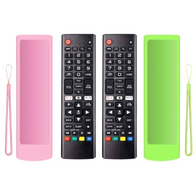 (2+2 Packs) Universal Replacement Remote No Setup Fit LG All TV Remote with Anti-Lost Soft Protective Silicone Cover Case Green & Pink Compatible with LG All Smart LCD LED HDTV UHD OLED 3D 4K TVs