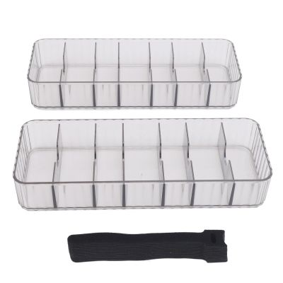 2-Pack Clear Stackable Cable Management Box,7 Compartments Cord Organizer with 20 Wire Ties | Acrylic Electronics Desk Organizer for Home Office