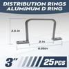 25 Pcs 3 Inch Distribution Rings Aluminum D Ring for Sorting Out Electric Cables, Cable Management, for Commercial and Residential Use, Silver, with A Pair of Gloves view 2