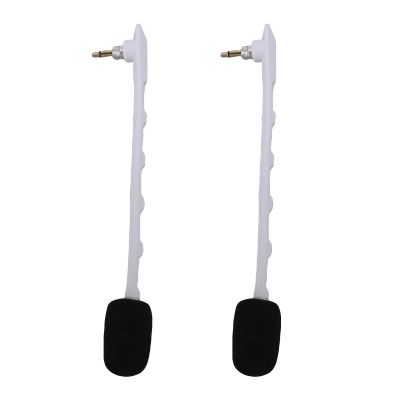 ASHATA 2pcs Replacement Microphone, Clear Sound Noise Cancelling Enhanced Voice Clarity Detachable Boom Mic with Gold Plated Plug, for TR Gaming Headset (White)