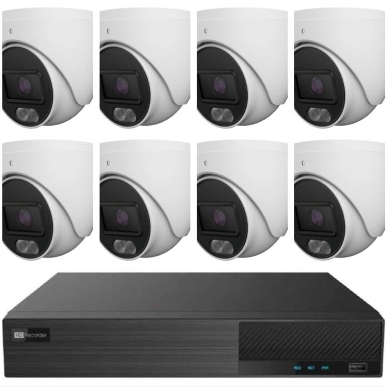TVT Titanium KITN168-4T 16-Channel 8MP HD NVR with 8 x 5MP IR IP Turret Cameras & 4TB NDAA Compliant