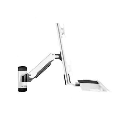 Adjustable Screen Arm White Single Arm Single Screen with Engineered Tray Wall Mount Monitor Stand for 15-27 Inch Screens Easy Install