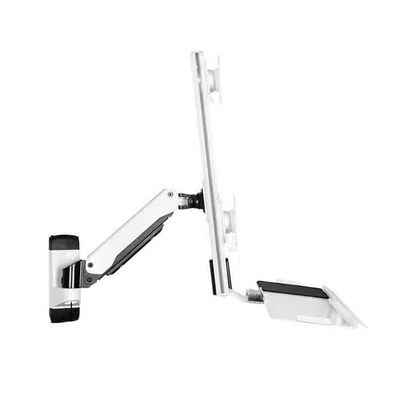 Adjustable Screen Arm Wall Mounted Single Arm Dual Monitor Bracket for Screen 15-27 Inches with Keyboard and Mouse Tray Easy Install