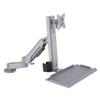 Adjustable Screen Arm Silver Dual Arm Table Style Monitor Stand with A Standard Tray That Can Rotate Easy Install view 1