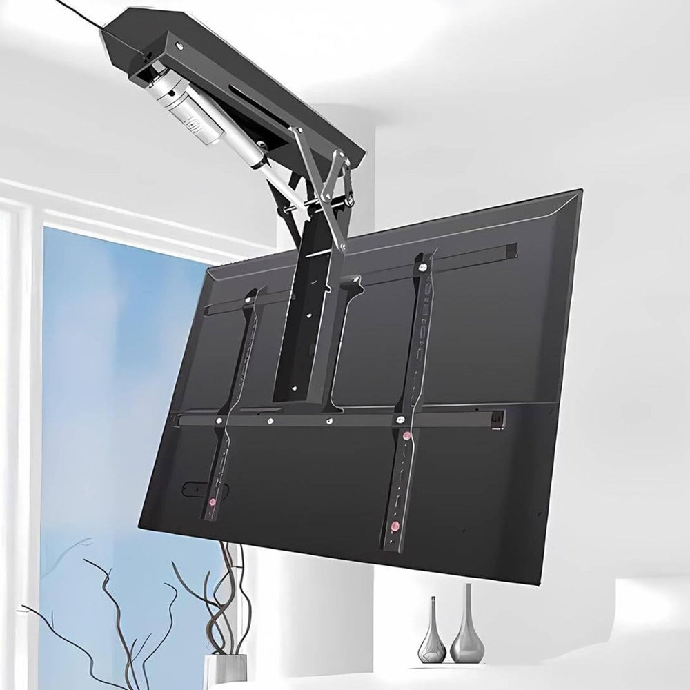 QICBYING Electric Ceiling TV Mount - TV Wall Bracket, with Remote Control Hidden Flip-up TVs Mount, Retractable Folding Ceiling Stand, Telescopic Electric TVs Lift(50-75 inch TV)