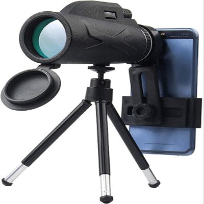 80X100 High Power HD Monocular + Smartphone Holder & Tripod Waterproof Monocular with for Bird Watching Camping Hiking Traveling