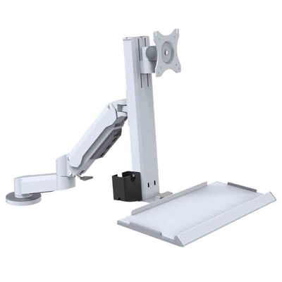 Adjustable Screen Arm Dual Arm Clamping Table Monitor Stand with Engineering Tray Suitable for 15-32 Inches Easy Install