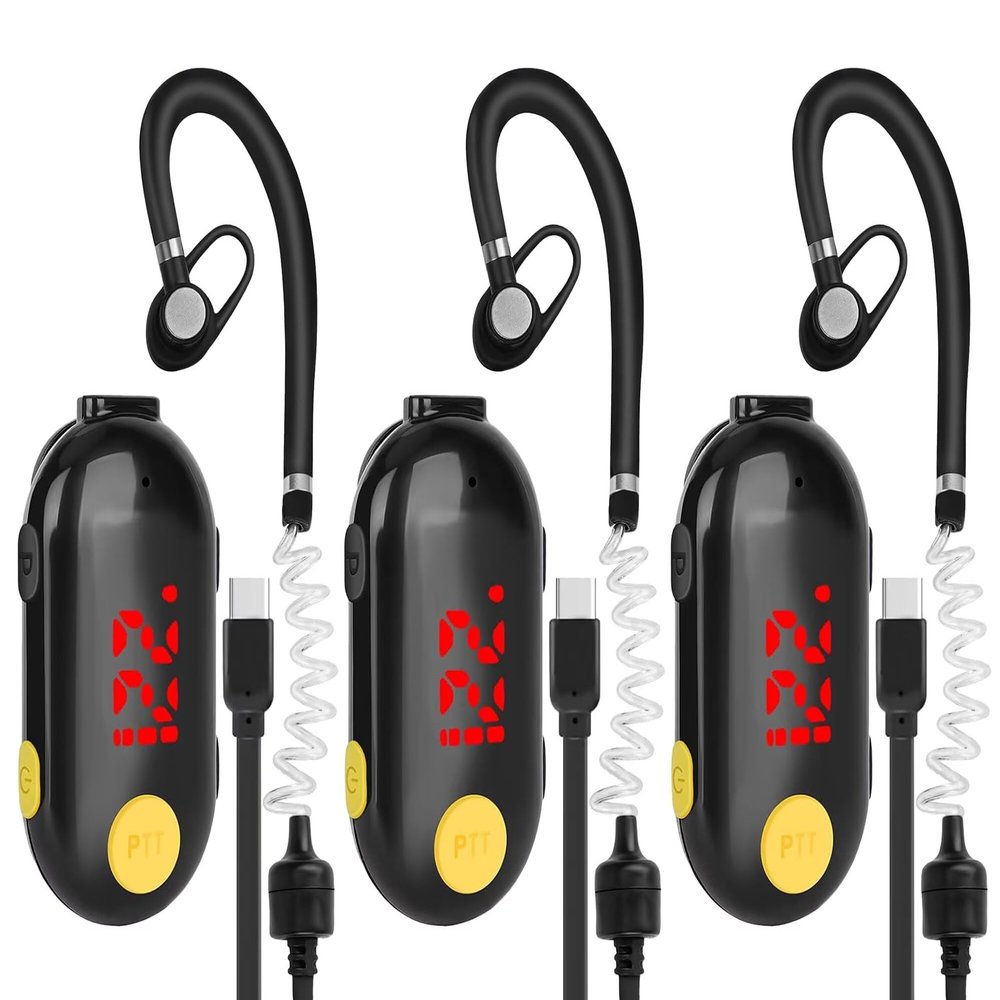 ELIDAIP T-M9 Super Mini Walkie Talkies with Headsets,25 Channel Small Two Way Radio Rechargeable Portable FM Transceiver for Restaurants,Out Door Sport,Supermarket,Hospital,Tourism,3 Pack