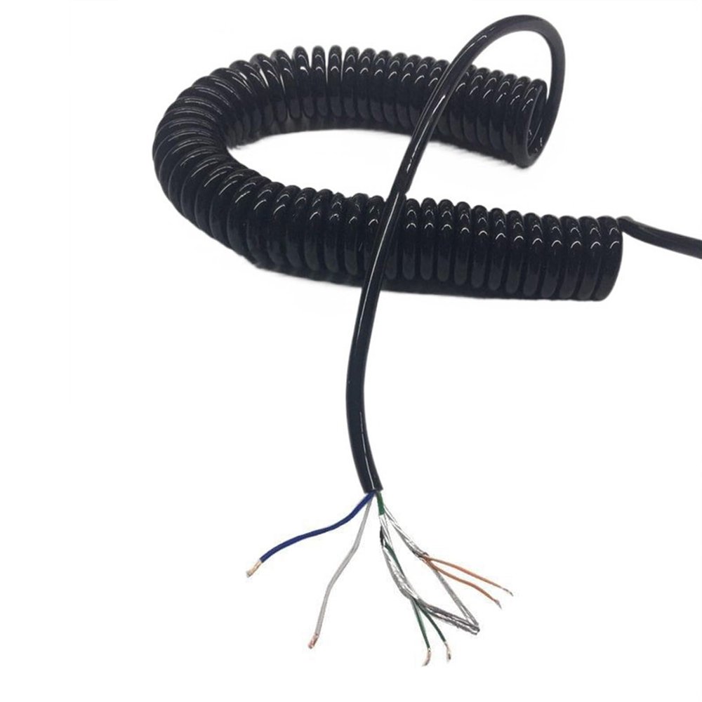 Telescopic Spiral Cable, 6 Core Spiral Cable Wire Shielded Twisted Pair Network Spring Wire 20AWG(Stretch 11 Meter)