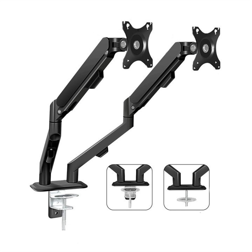 Adjustable Dual Monitor Mount for Most 17-30" Screens, Each Arm Holds Max 19.8lbs, Dual Monitor Desk Mount Arm with Height-Adjustable/Tilt/Swivel/Rotate Easy Install(Black)