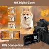JIOWEATHER Camcorder Video Camera HD 6K 64MP IR Night Vision Vlogging Camera for YouTube 18X Digital Zoom 4.0 Inch Touch Screen Video Camera with Microphone, Remote Control, 64GB SD Card,Stabilizer view 3