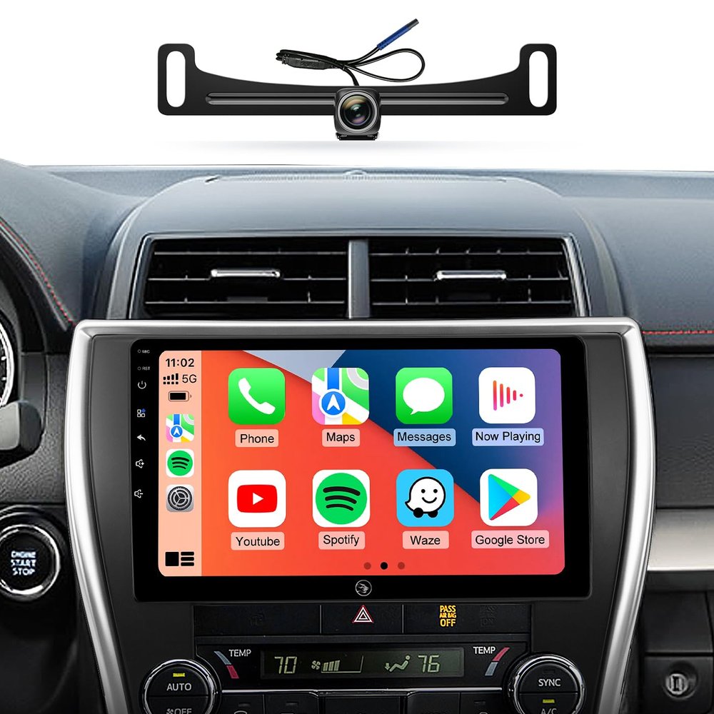 10.2" Car Stereo Radio for Toyota Camry 2015 2016 2017 - Wireless CarPlay Android Auto | 5G WiFi GPS Navigation | IPS HD Touchscreen | Bluetooth/FM/SWC | Plug & Play with 1080P Backup Camera