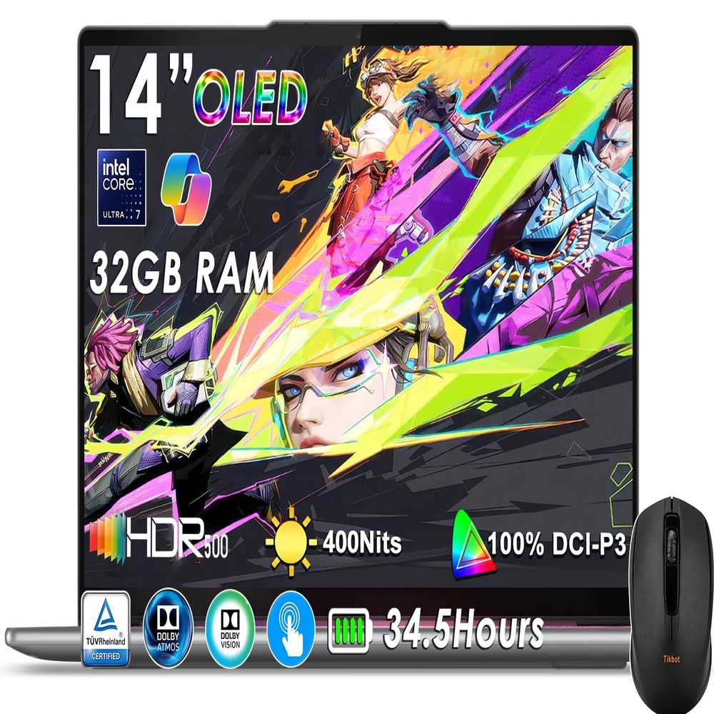 2025 Lenovo Slim 7i Aura Edition, 14" 100% DCI-P3 OLED Touch, Copilot+ PC, Ultra 7 258V(Beats Ultra 7 155U), 32GB RAM, 2TB SSD, Wi-Fi 7, Win 11, 5MP RGB+IR Cam, Thunderbolt, 2.84 lbs, W/Wireless Mouse