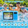 4K Waterproof Camera,Underwater Digital Camera,10FT Floating Camera for Snorkeling,Surfing,Swimming and Kayaking,Dual-Screen Selfie,Autofocus,18X Zoom,Fill Light,32GB Card,Type-C Rechargeable,Blue view 2