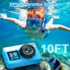 4K Waterproof Camera,Underwater Digital Camera,10FT Floating Camera for Snorkeling,Surfing,Swimming and Kayaking,Dual-Screen Selfie,Autofocus,18X Zoom,Fill Light,32GB Card,Type-C Rechargeable,Blue view 4