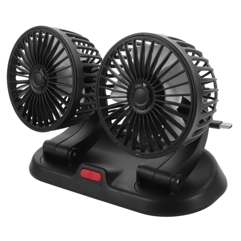 DOITOOL Car Double Head Portable Cooling Fan for Vehicle Dashboard USB Powered Adjustable Rotatable Air Circulation Fan for Car Home Office Use