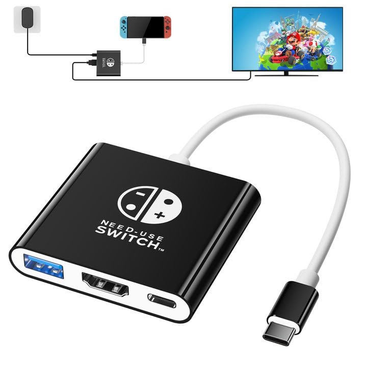 Docking Station for Switch/OLED/Steam Deck/ROG Ally/Legion GO/ROG Xbox Ally X/Laptop/Phone, Portable TV Dock with 4K@60Hz HDMI, 100W PD, USB 3.0 Port, Not for Switch 2(Black)
