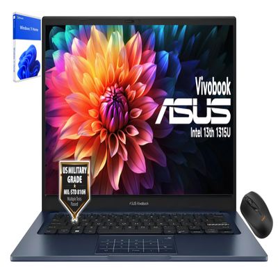 ASUS Vivobook 14" Laptop - FHD (1920 * 1080) - Intel Core i3-1315U - 6 Cores - Intel UHD Graphics - Privacy Camera - 180 Lay-Flat Hinge - Windows 11 Home - w/Wireless Mouse (16GB RAM | 1TB SSD)