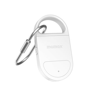 Momax Key Finder Tracker Tag Smart Personal Alarm Rechargeable Tracking Device with SOS Alert & LED Strobe, Find My (iOS Only), Anti-Lost Tags with Keychain, Travel Gadget for Women, Girls, White