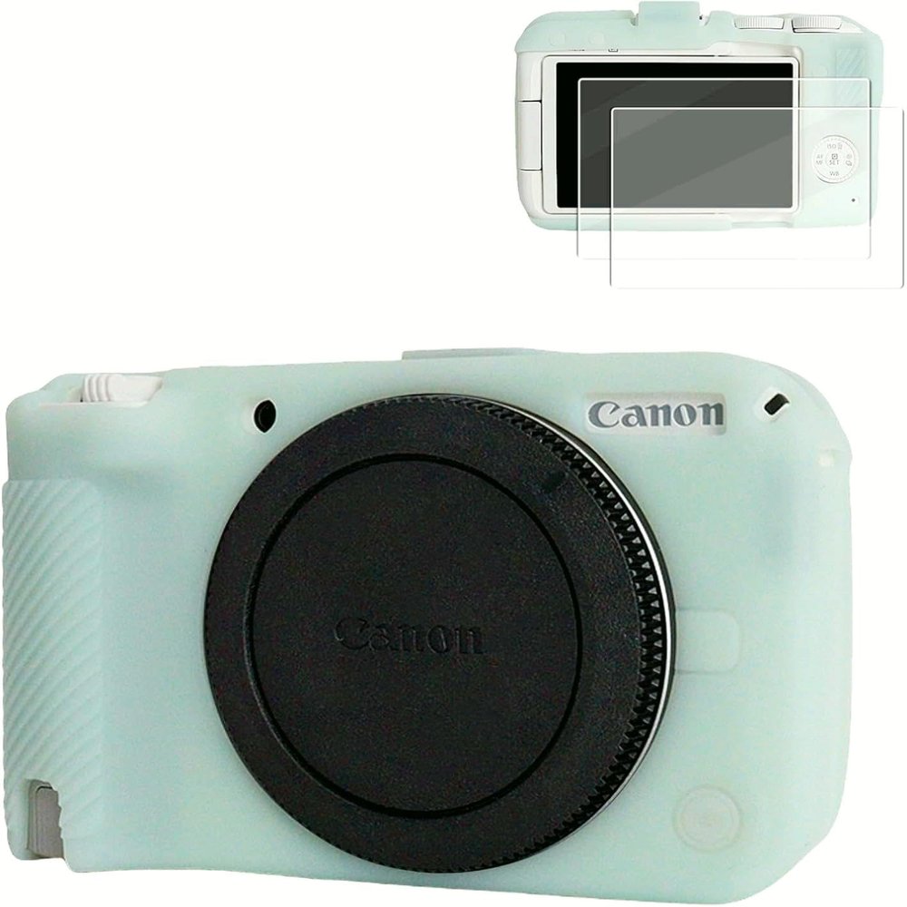 VOVMOEYA Silicone Case for Canon EOS R50 v Digital Camera with 2PCS 0.25mm Tempered Screen Protector and Canon eos r50v Protective case