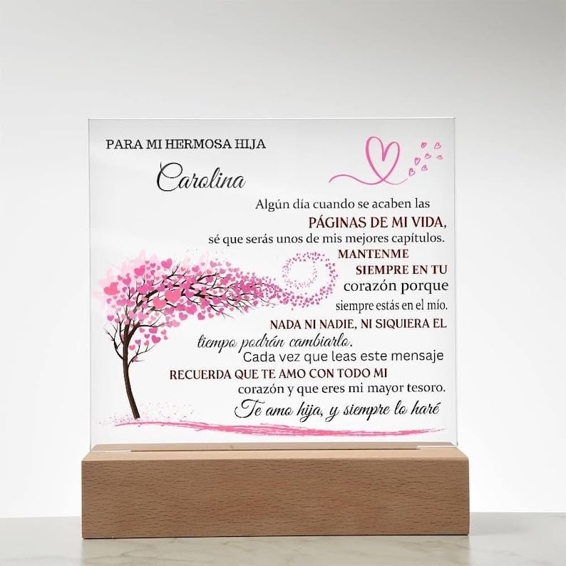 Lampara de Amor eterno| Placa acrlica | | Regalo de Navidad hija| Regalo de 15 anos | Sweet 16| quincianera| Cumpleanos hija| Personalizad, hija Regalo, Hermosa hija, mis hijas, que regalar a hija