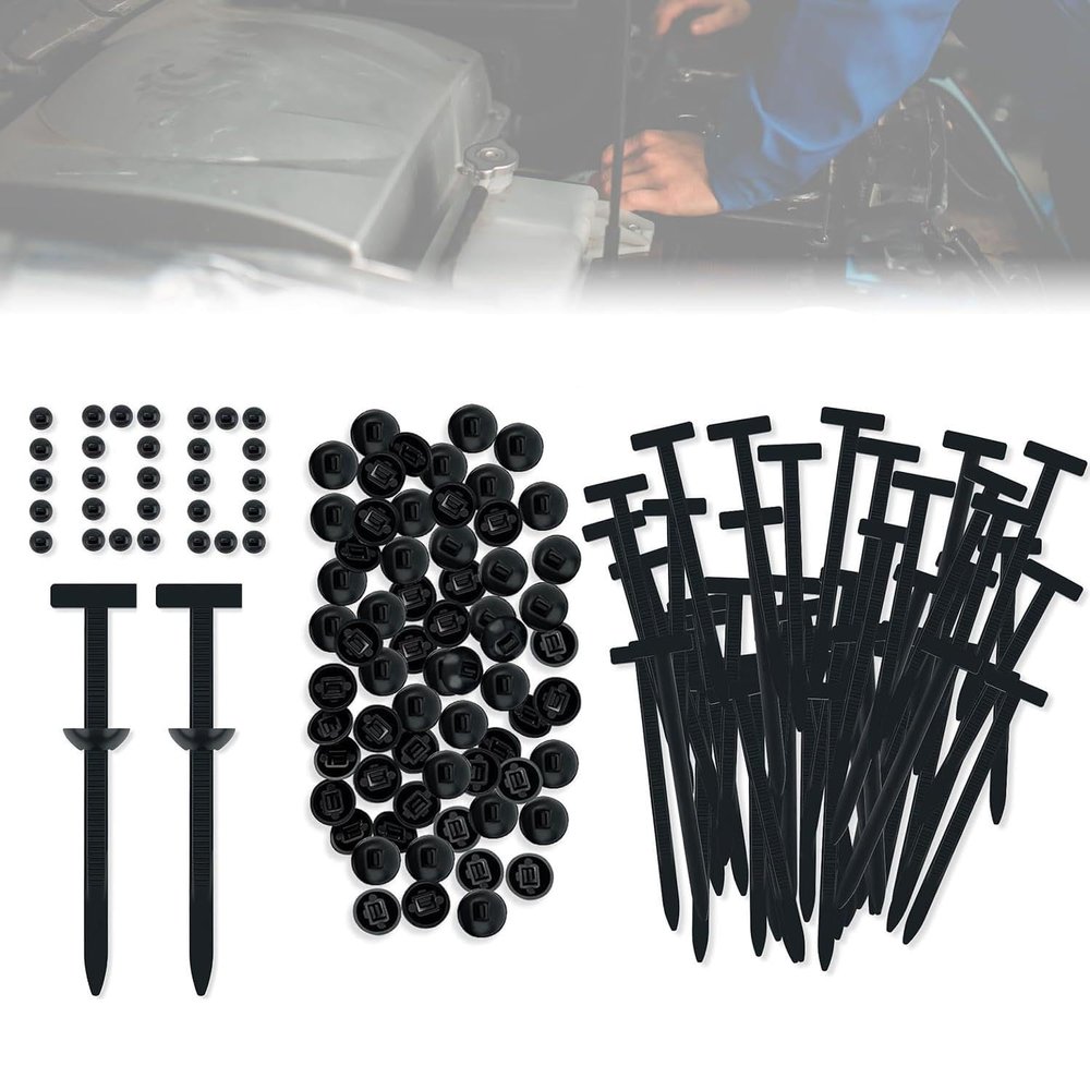 100PCS Nylon Universal Cable Tie Buckle - Automotive Zipper Clips for Car Heavy Duty New Multifunctional Nylon Plastic Rivet Grip Zip Ties with Pin & Button Design for Car Daily Repair Bumper Clips