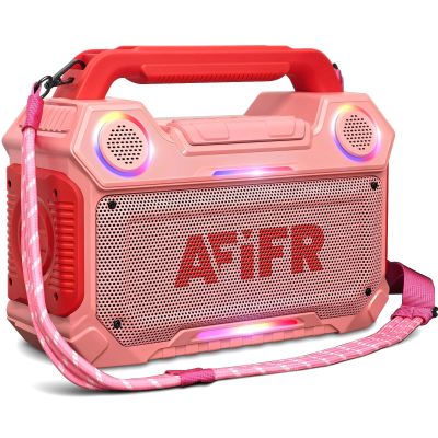 AFIFR Outdoor Bluetooth Speaker, 160W Loud Bass! Rugged, IP67 Waterproof, 24H Playtime with Lights, Wireless TWS Pairing Portable Speakers for Party, Outsides, Travel, Beach, Garage (Rose Blaze)