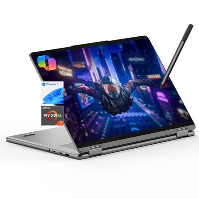 Lenovo Yoga 7 7i 2-in-1 Laptop 16" FHD+ Touchscreen, AMD Ryzen 7 8840HS, 16GB RAM, 2TB SSD, Stylus Pen Included, AI PC, Backlit Keyboard, Fingerprint Reader, FHD IR Webcam, Wi-Fi 6E, Arctic Gray