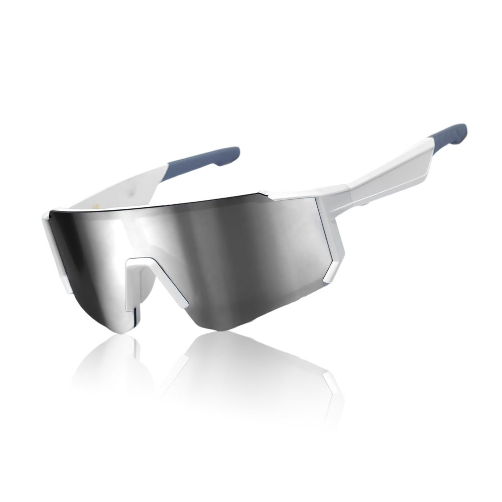 Smart Glasses for Men/Women, Bluetooth 5.4, UV400 Sports Sunglasses for Running/Cycling, Open Ear Speakers, Sweatproof, Lightweight, Voice Control (White Frame+silver lens)