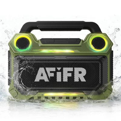 AFIFR Outdoor Bluetooth Speaker, 160W Loud Bass! Rugged, IP67 Waterproof, 24H Playtime with Lights, Wireless TWS Pairing Portable Speakers for Party, Outsides, Travel, Beach, Garage (Jungle Moss)