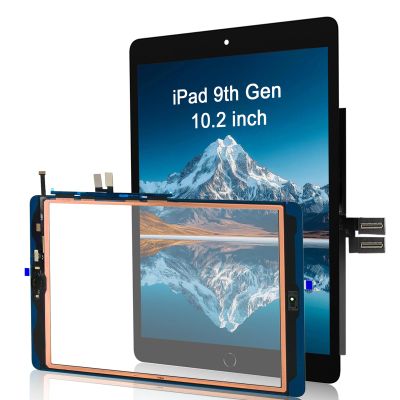 for iPad 9th Generation (9 Gen 2021) Screen Replacement Kit Digitizer Touch Glass Kits A2602 A2603 A2604 A2605 10.2 Inch (Black)-Without Repair Tool-No ID Chip